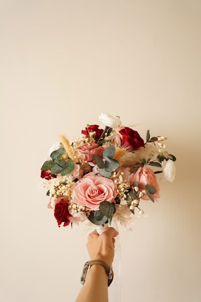 【竒植花物】經典浪漫永生乾燥捧花 求婚花束 情人節 新娘捧花