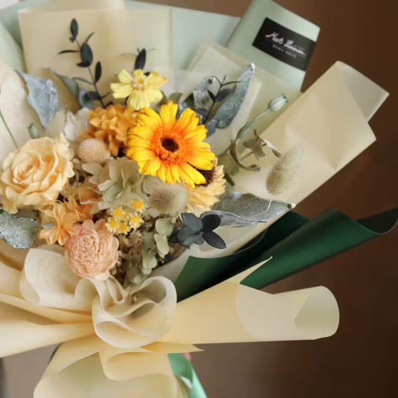 【遇見恆久】十二朵向日葵款 中大型永生花束