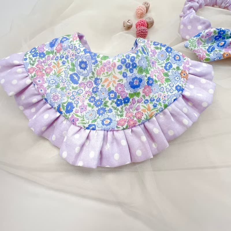 紫碎花兒 彌月禮盒 寶寶髮帶 寶寶圍兜 滿月禮 新生兒禮物