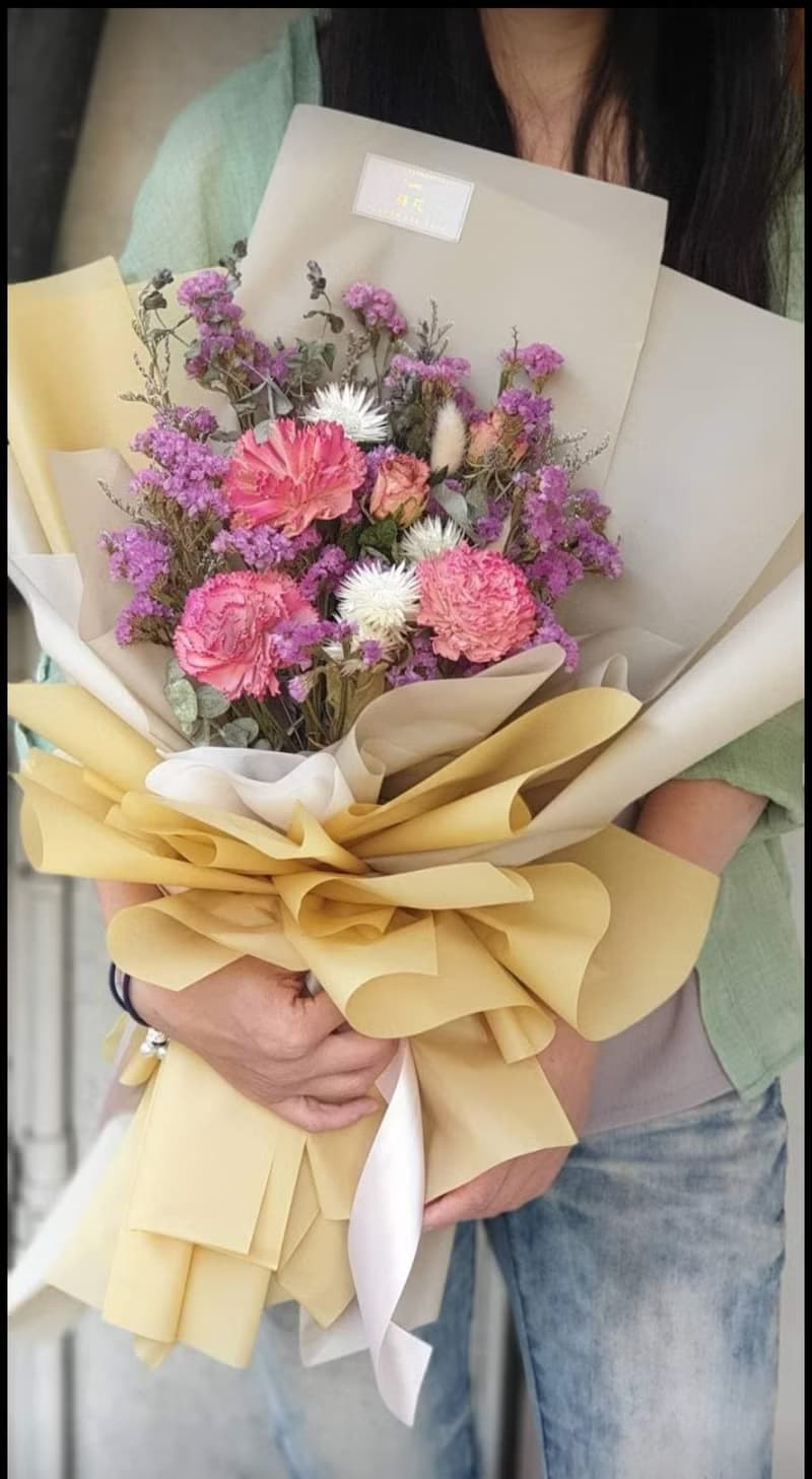 Time Flower母親節首選設計款/康乃馨乾燥花束/手工花