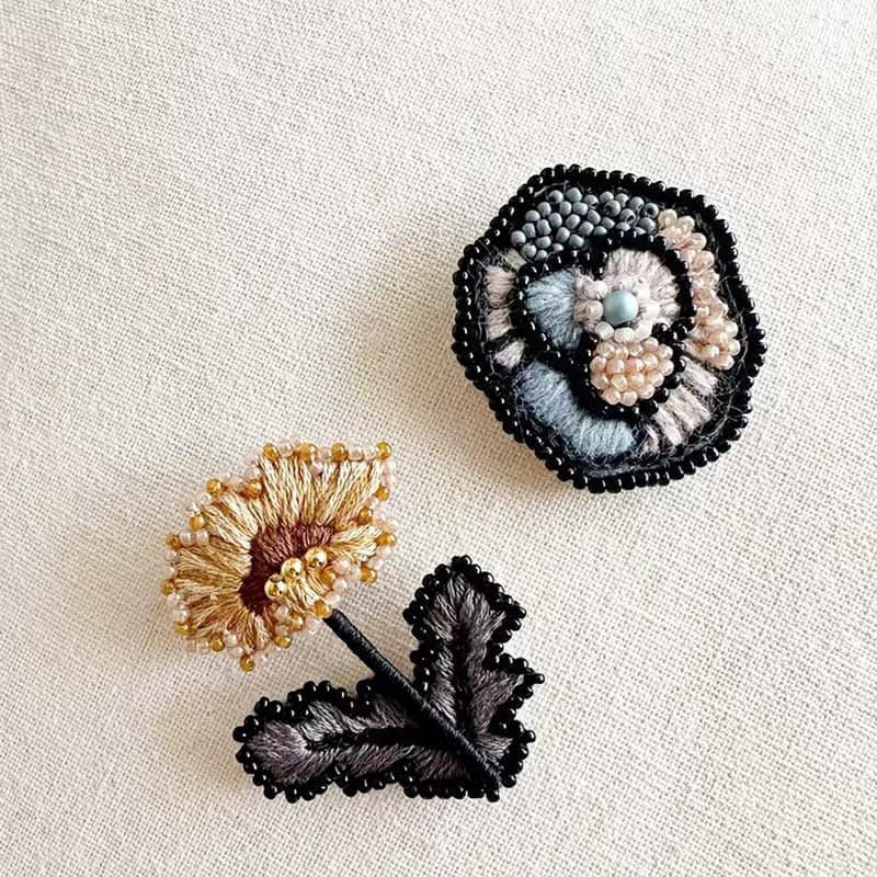 手工DIY法式刺繡優雅花朵胸針資料包送閨蜜和長輩禮物