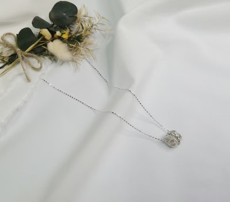 圓 : 項鍊  925純銀  墜飾轉動  女款銀鍊  男款鋼鍊  禮物  手作