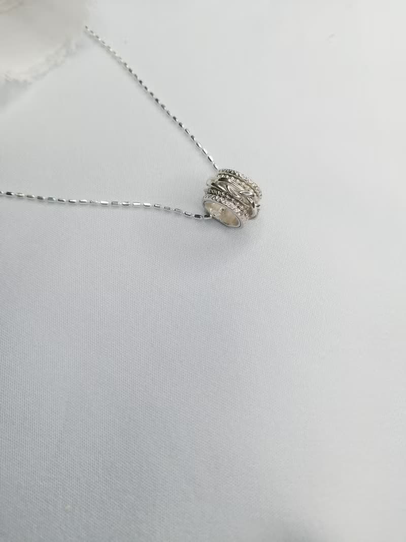 圓 : 項鍊  925純銀  墜飾轉動  女款銀鍊  男款鋼鍊  禮物  手作