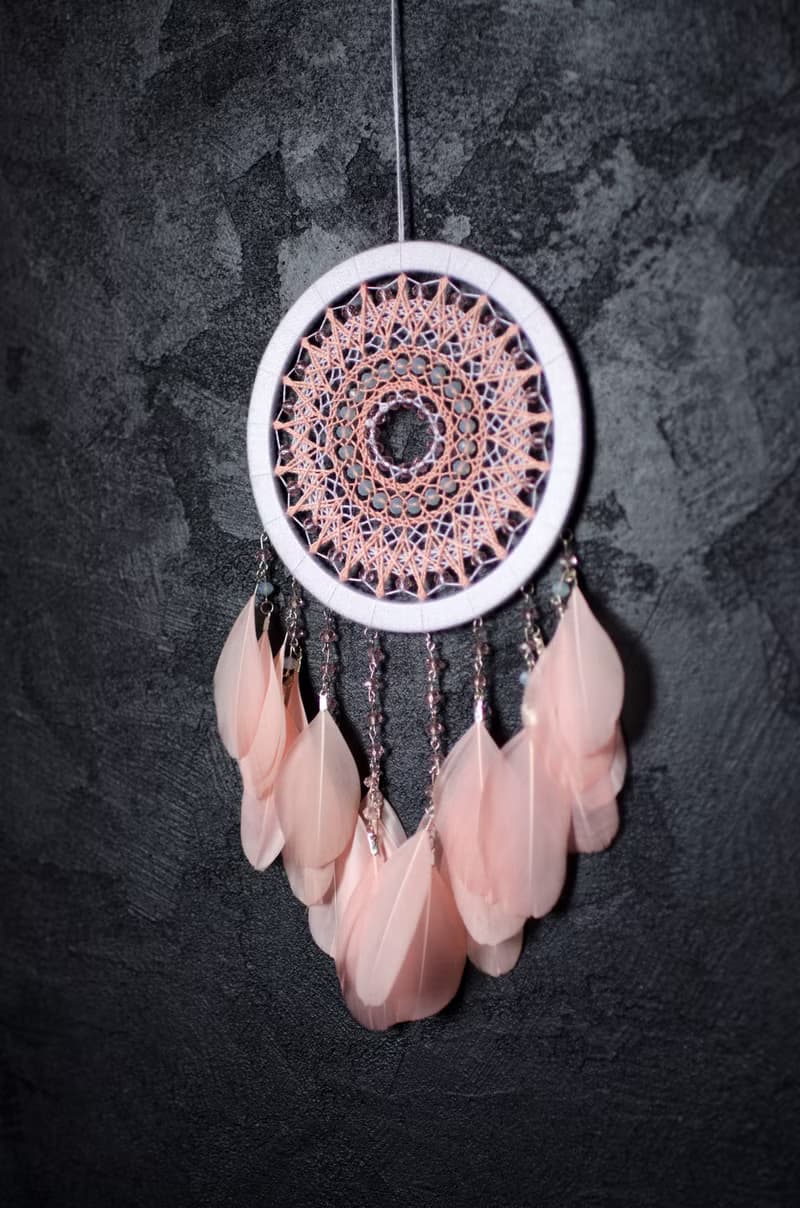 Pink dream catcher for girl | Pink nursery dream catcher | ตาข่ายดักฝันสีชมพู