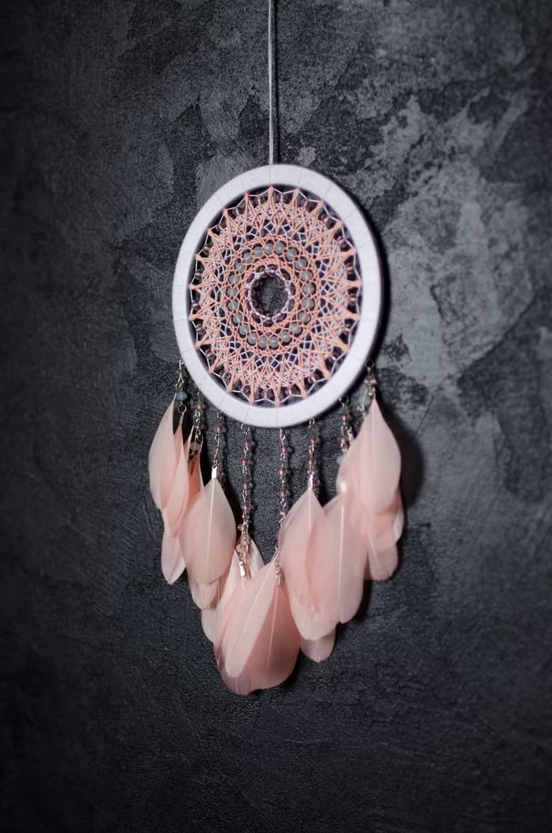 Pink dream catcher for girl | Pink nursery dream catcher | ตาข่ายดักฝันสีชมพู