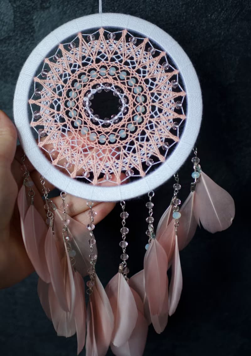 Pink dream catcher for girl | Pink nursery dream catcher | ตาข่ายดักฝันสีชมพู