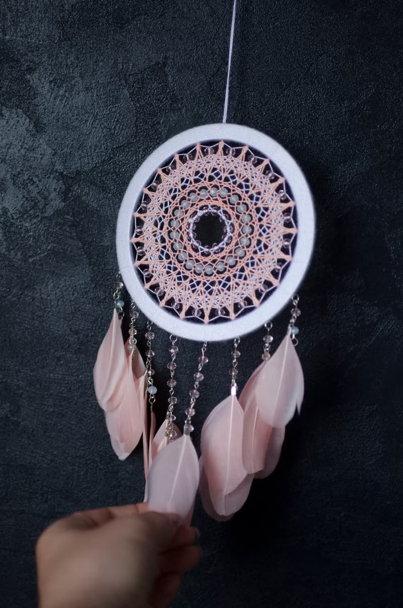 Pink dream catcher for girl | Pink nursery dream catcher | ตาข่ายดักฝันสีชมพู