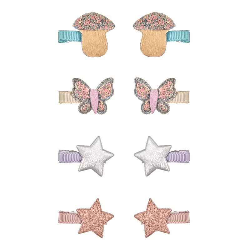 英國Mimi & Lula SS22_蘑菇星星髮夾8入