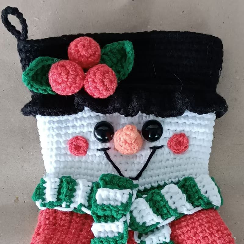 【數位】Crochet pattern Christmas stocking snowman, Christmas amigurumi stocking