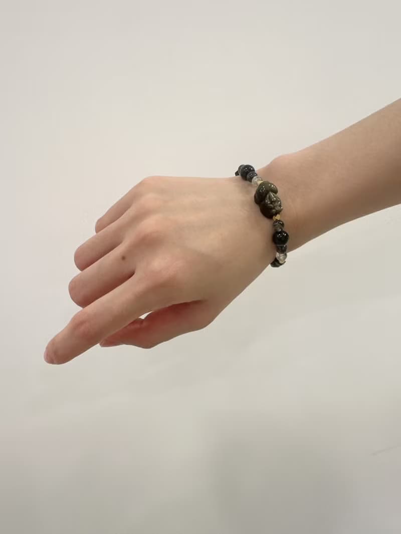 銀曜石貔貅手串 // 藍虎眼黑髮晶茶晶黃銅手鍊