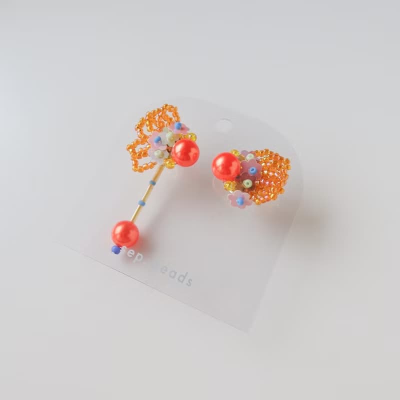 庫洛魔法棒 亮橘 耳環/耳針/耳夾/夾式/耳飾