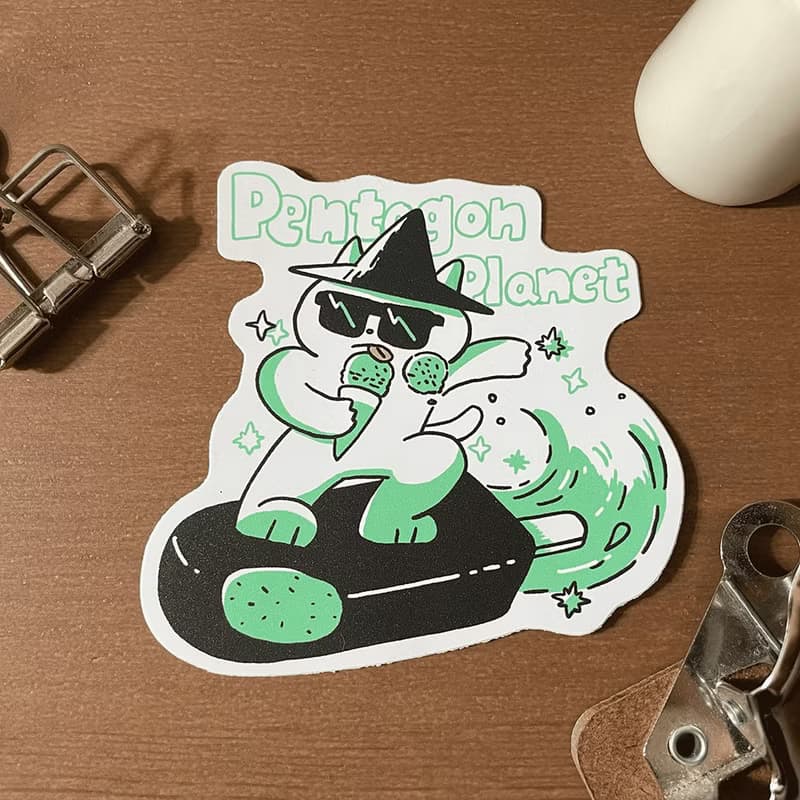 薄荷巧克力大貼紙 2入  行李箱貼紙 造型貼紙 /五角星球