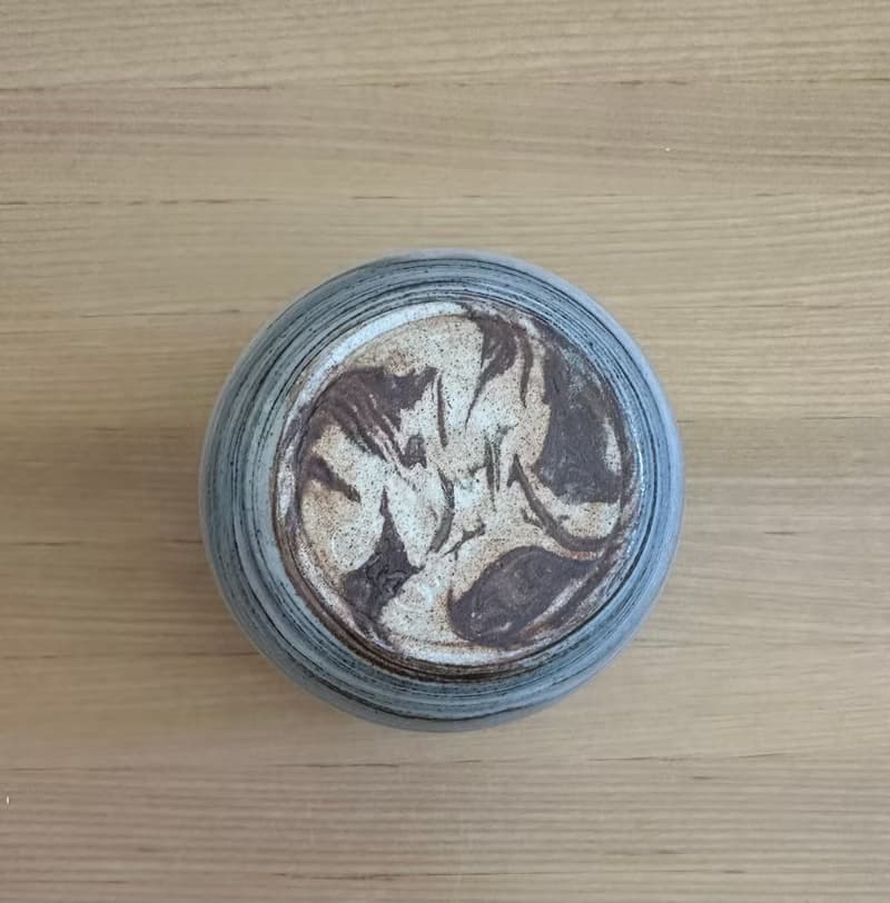 灰藍手拉胚陶瓷咖啡 抹茶 杯 300 ml