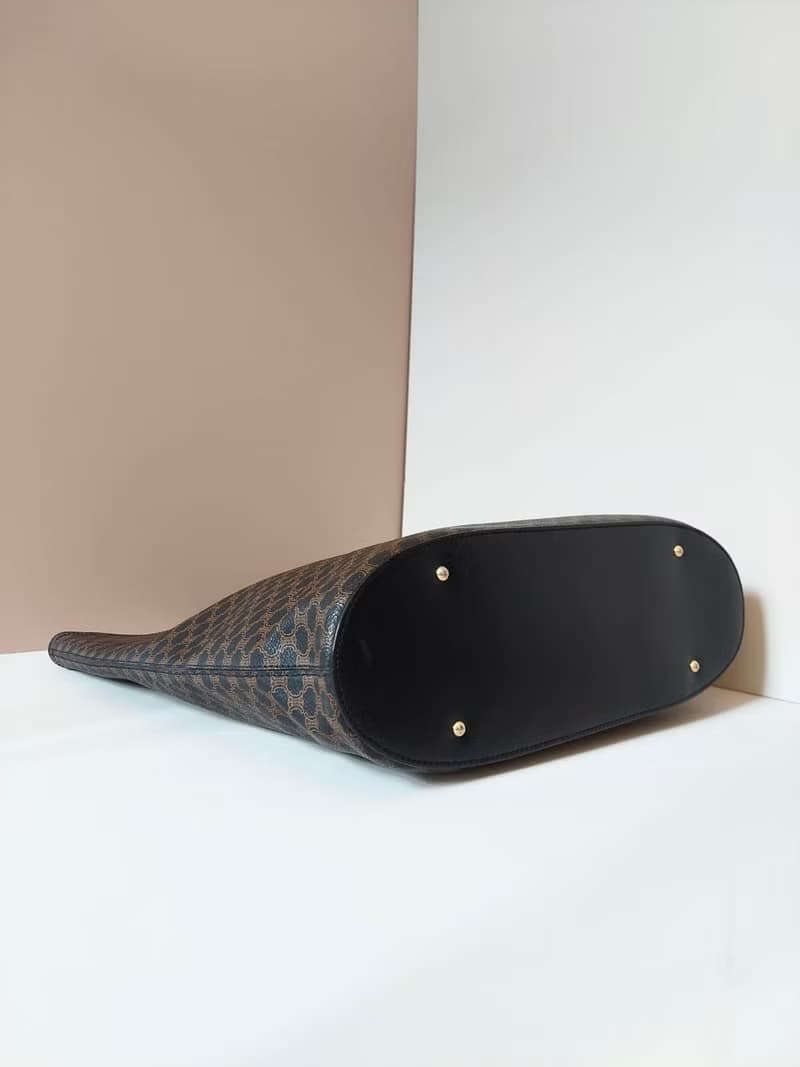 絕版稀有品稀有中古二手Celine大皮革圓環老花托特包小手挽提袋