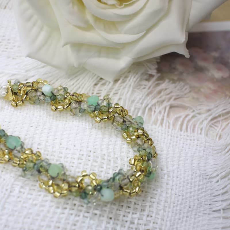 Six Cats 天然 綠色系水晶 編織手鍊 禮物