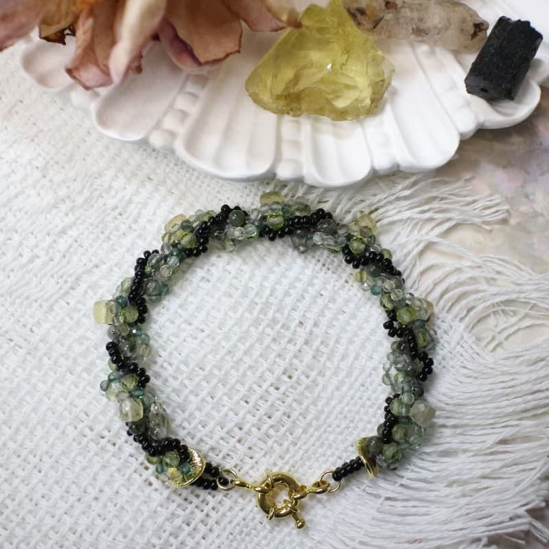 Six Cats 天然 綠色系水晶 編織手鍊 禮物
