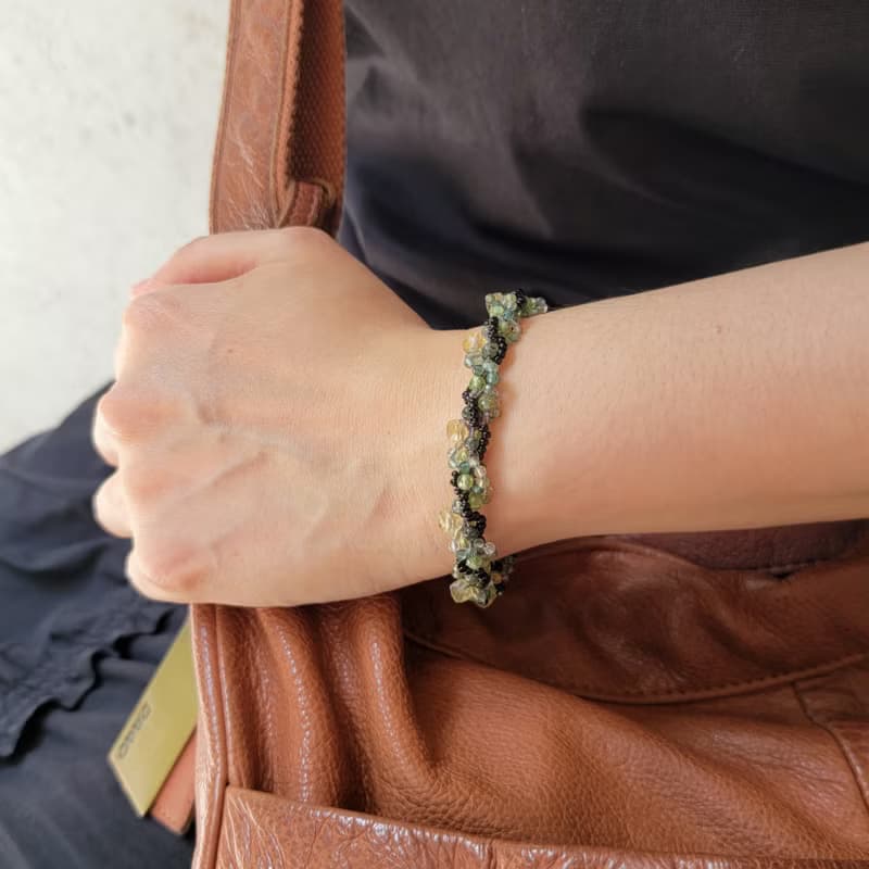 Six Cats 天然 綠色系水晶 編織手鍊 禮物