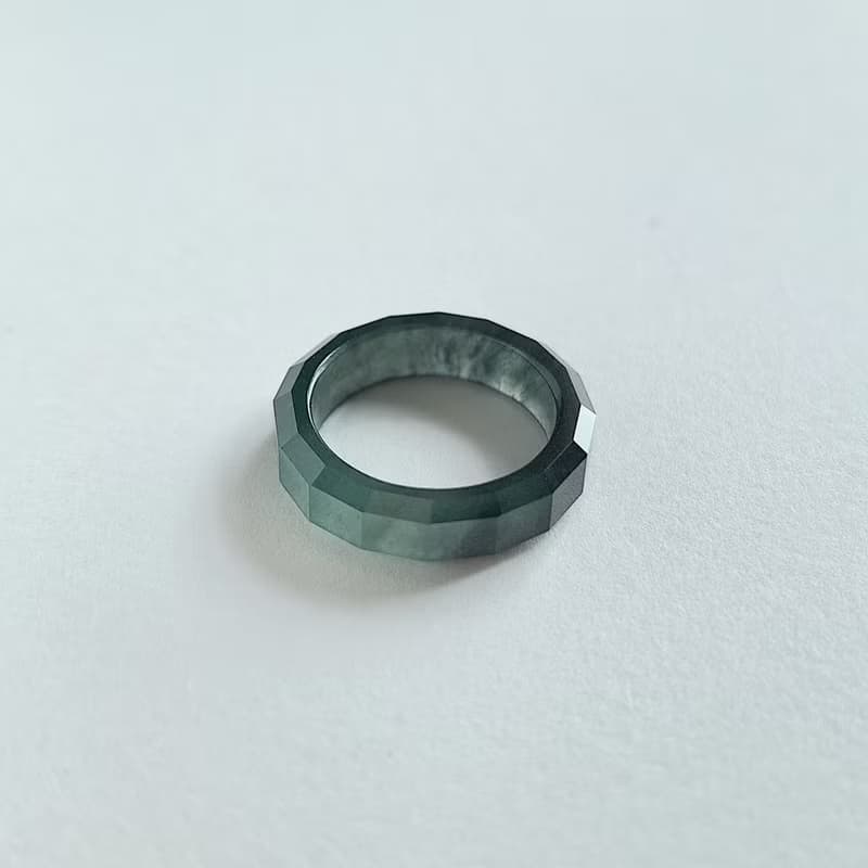 16.6mm | 天然危地馬拉冰種烏雞翡翠多切面戒指玉戒圈 | 女戒男戒