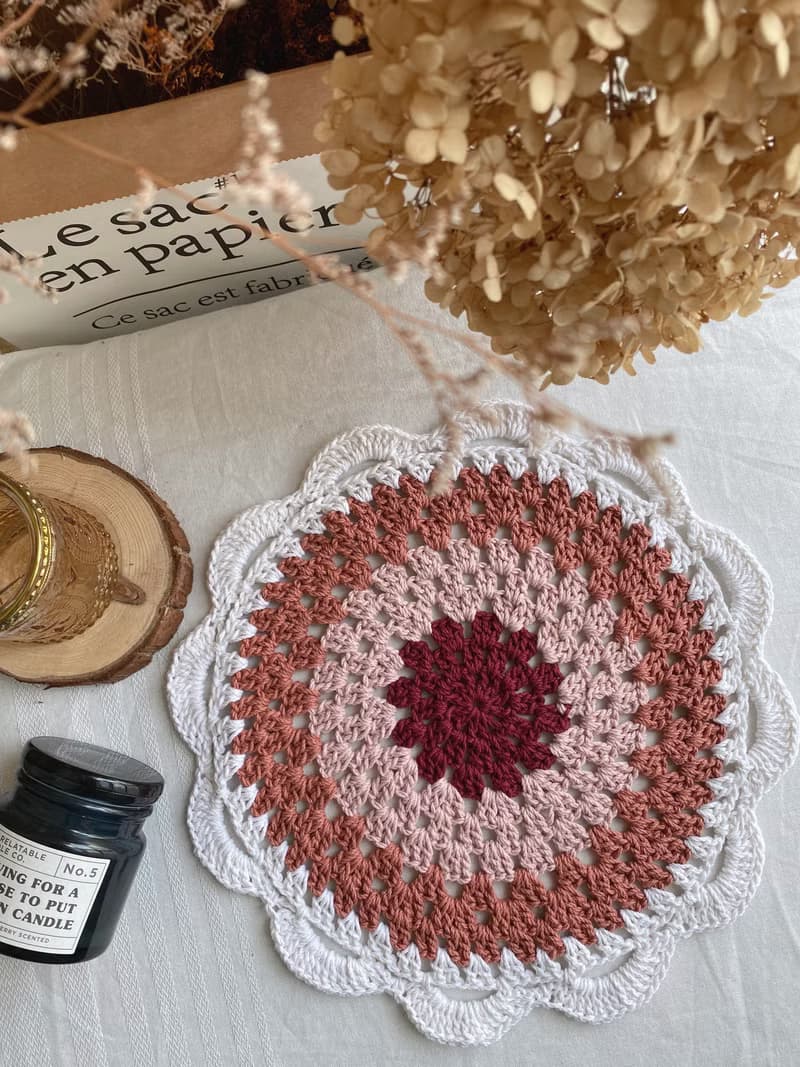 純棉線編織餐墊/隔熱墊/桌墊/鍋墊/交換禮物/聖誕禮物_木木織物