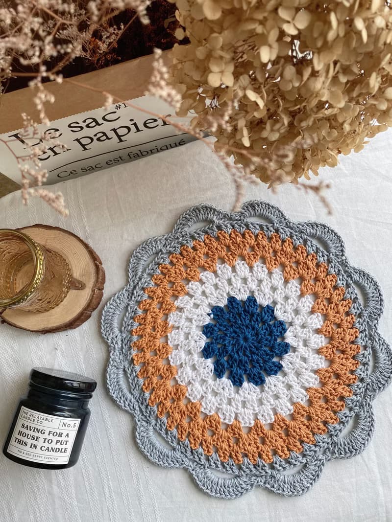 純棉線編織餐墊/隔熱墊/桌墊/鍋墊/交換禮物/聖誕禮物_木木織物