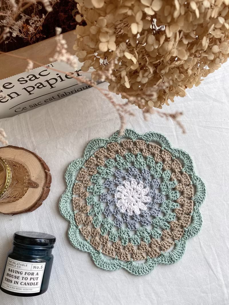 純棉線編織餐墊/隔熱墊/桌墊/鍋墊/交換禮物/聖誕禮物_木木織物