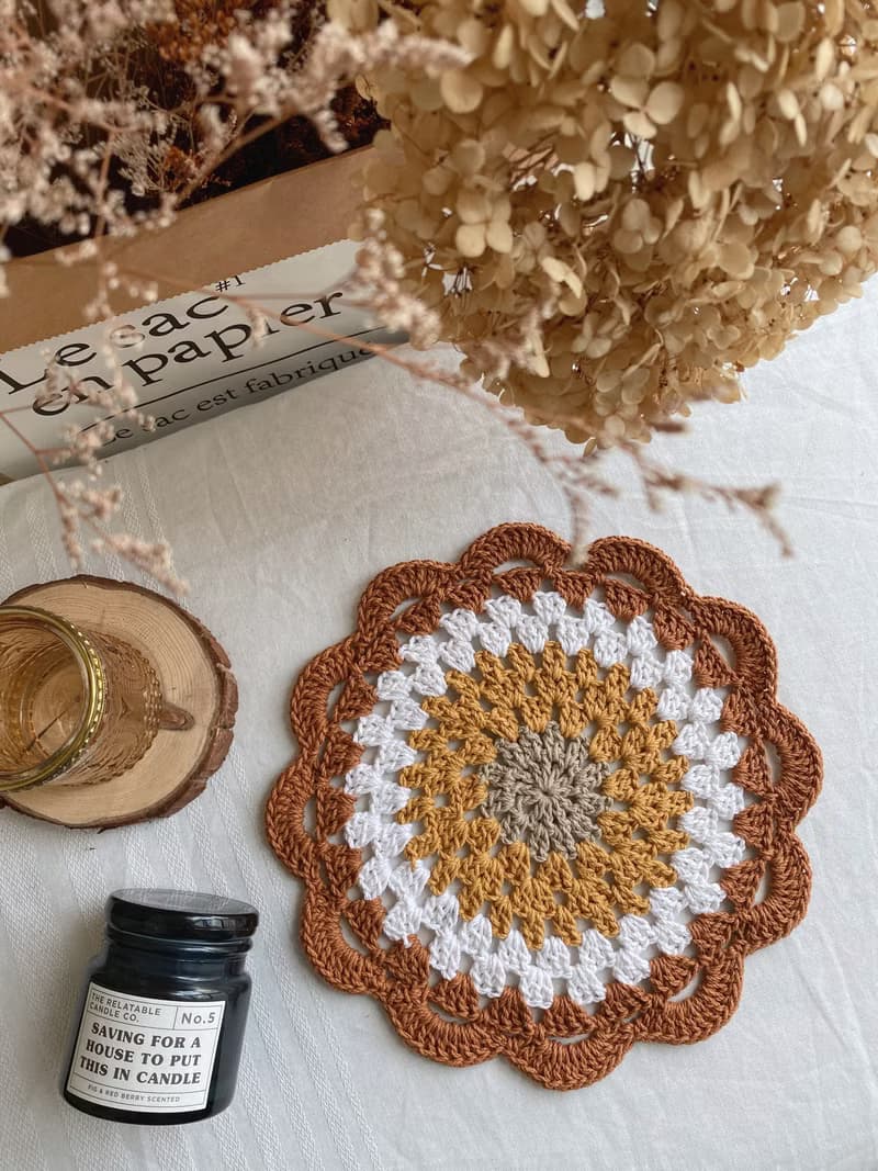 純棉線編織餐墊/隔熱墊/桌墊/鍋墊/交換禮物/聖誕禮物_木木織物