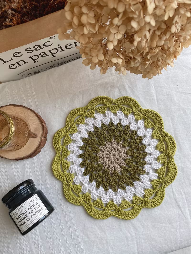 純棉線編織餐墊/隔熱墊/桌墊/鍋墊/交換禮物/聖誕禮物_木木織物