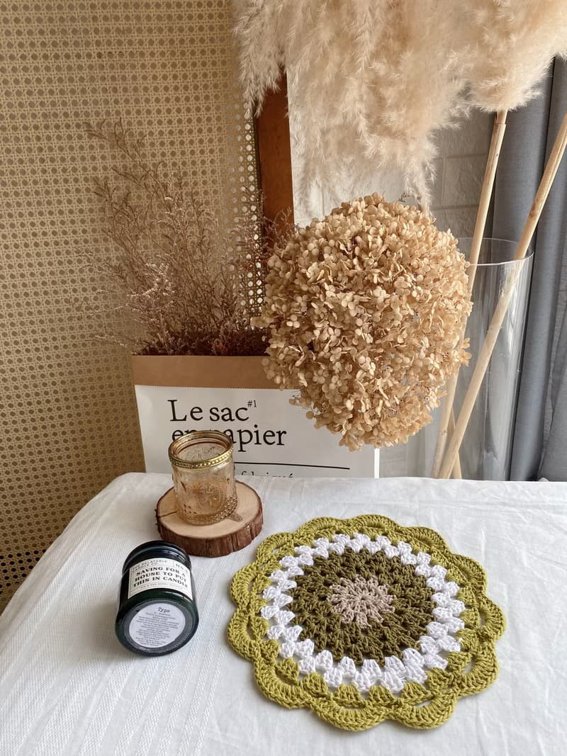 純棉線編織餐墊/隔熱墊/桌墊/鍋墊/交換禮物/聖誕禮物_木木織物