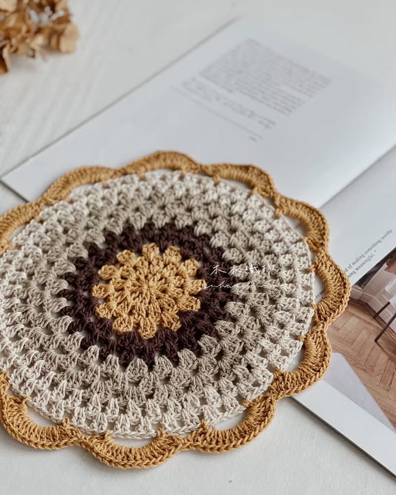 純棉線編織餐墊/隔熱墊/桌墊/鍋墊/交換禮物/聖誕禮物_木木織物