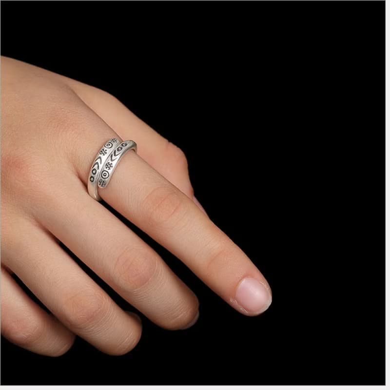 S 990 Fine Silver Fine Jewelry for Women Vintage Indiana Style Totem Patterns