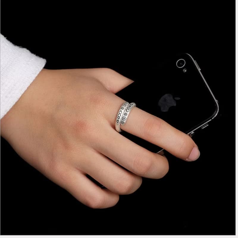 S 990 Fine Silver Fine Jewelry for Women Vintage Indiana Style Totem Patterns