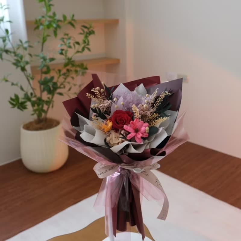 甜甜日子永生花束 / 紅色系