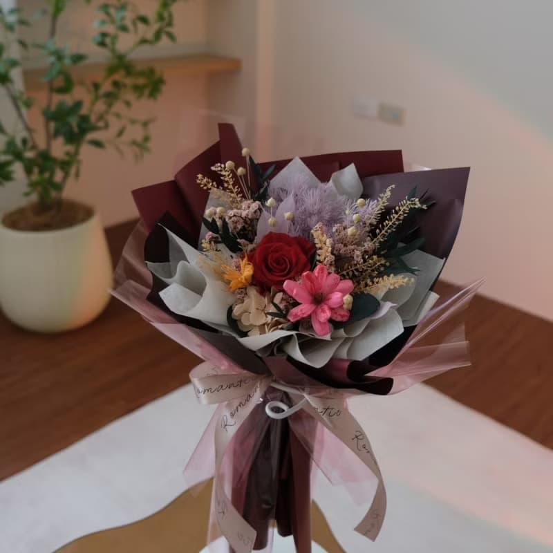 甜甜日子永生花束 / 紅色系