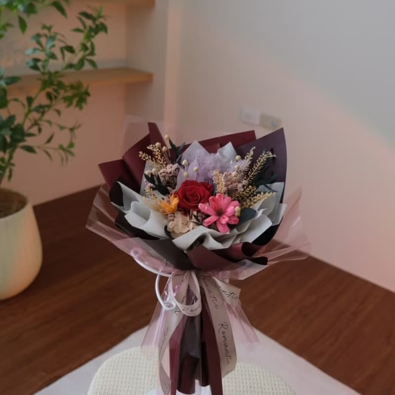 甜甜日子永生花束 / 紅色系