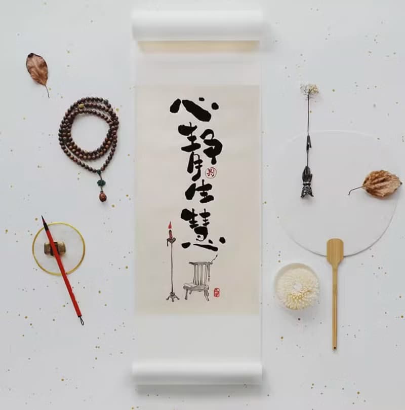 心靜生慧 手寫手繪書法字畫裝飾