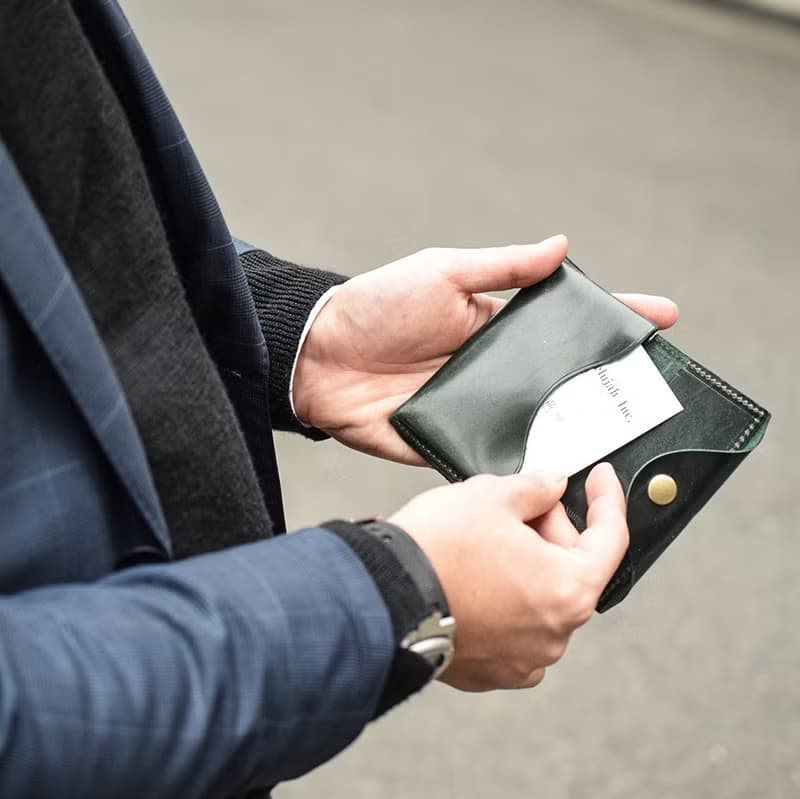 日本製 馬皮革 名片夾 真皮 business card case