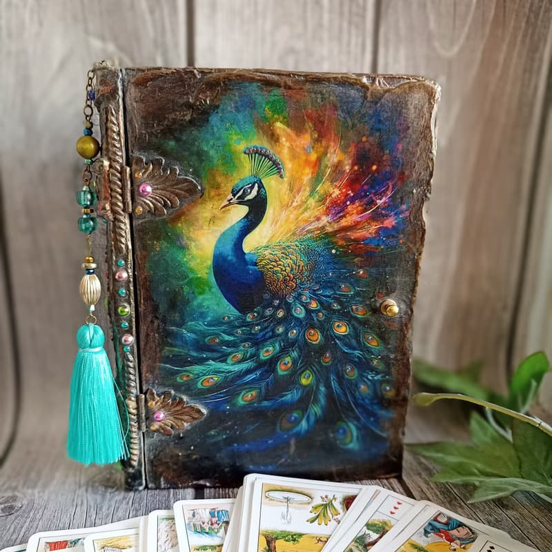 Book-Box Peacock,Card box,Keepsake box,Box for money,Banknote case,Jewelry box