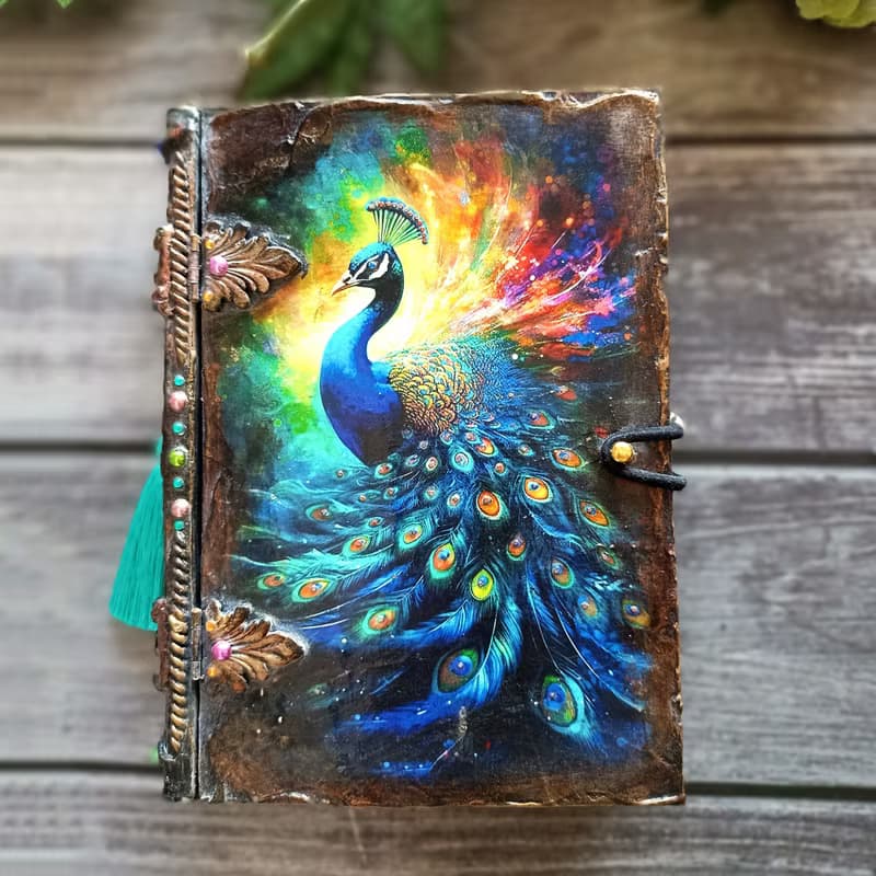 Book-Box Peacock,Card box,Keepsake box,Box for money,Banknote case,Jewelry box