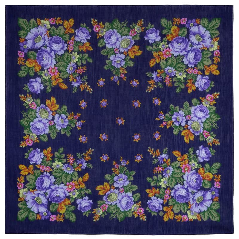 Original Pavlovo Posad Russian Shawl 100% Wool Woolen Scarf 115x115 cm 1847-14