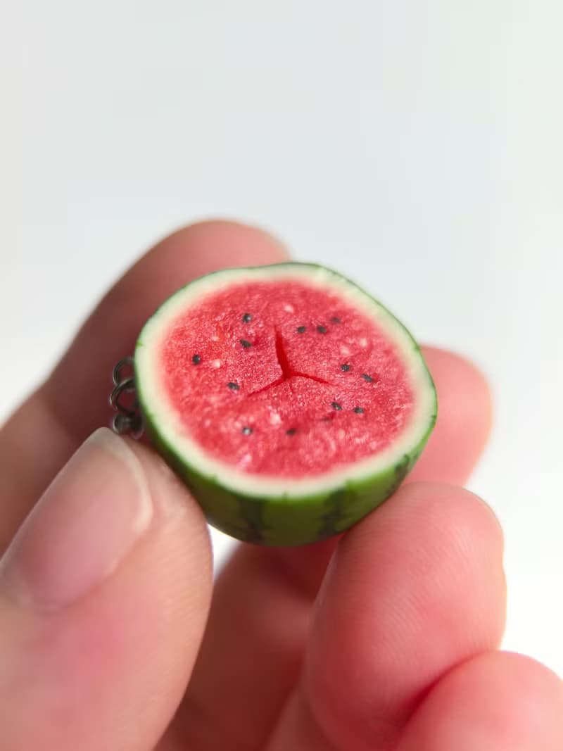 嘻瓜系列*軟陶手工耳釘半個西瓜無耳洞耳夾食玩可愛創意生日禮物