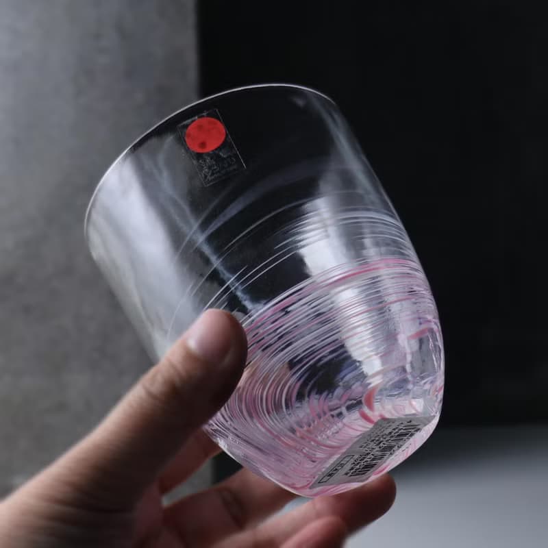 290cc【日本津軽手工雕刻杯】櫻花流水 津軽びいどろ タンブラ