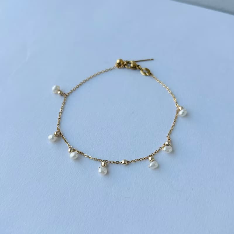 淡水珍珠 舞動 手鍊  醫療鋼 手鏈 14KGF 手作