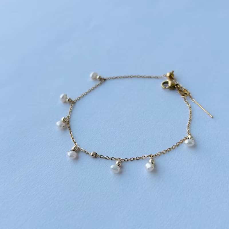 淡水珍珠 舞動 手鍊  醫療鋼 手鏈 14KGF 手作