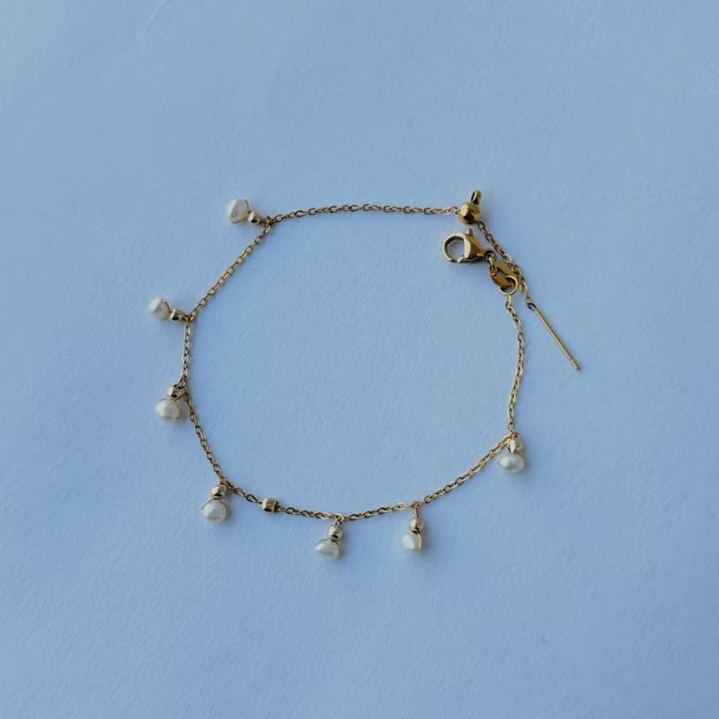 淡水珍珠 舞動 手鍊  醫療鋼 手鏈 14KGF 手作