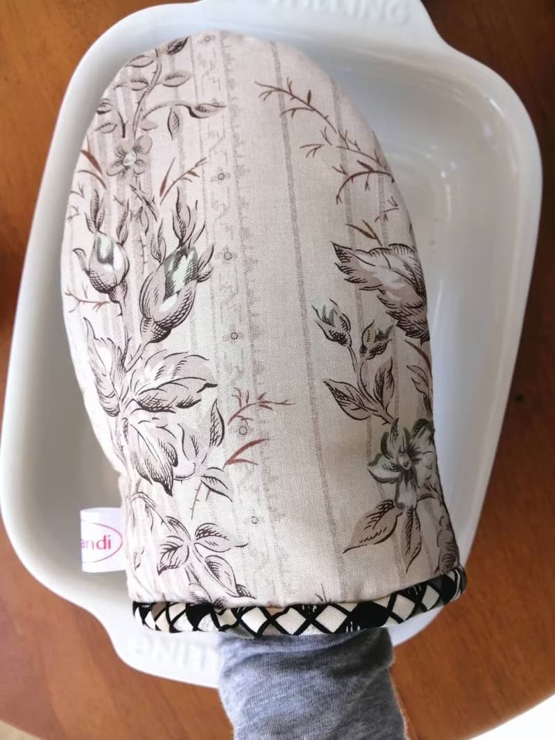 歐風玫瑰隔熱手套純咖啡