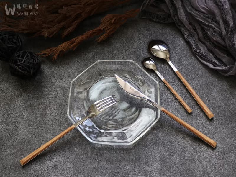 刀、叉、湯匙四件套餐具組 (不鏽鋼/仿木/簡約/典雅)