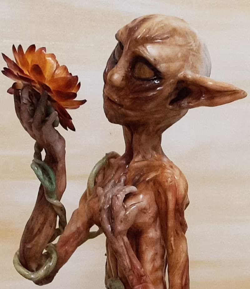 Elf art doll OOAK, Dryad Fairy sculpture, Fantasy art doll miniature