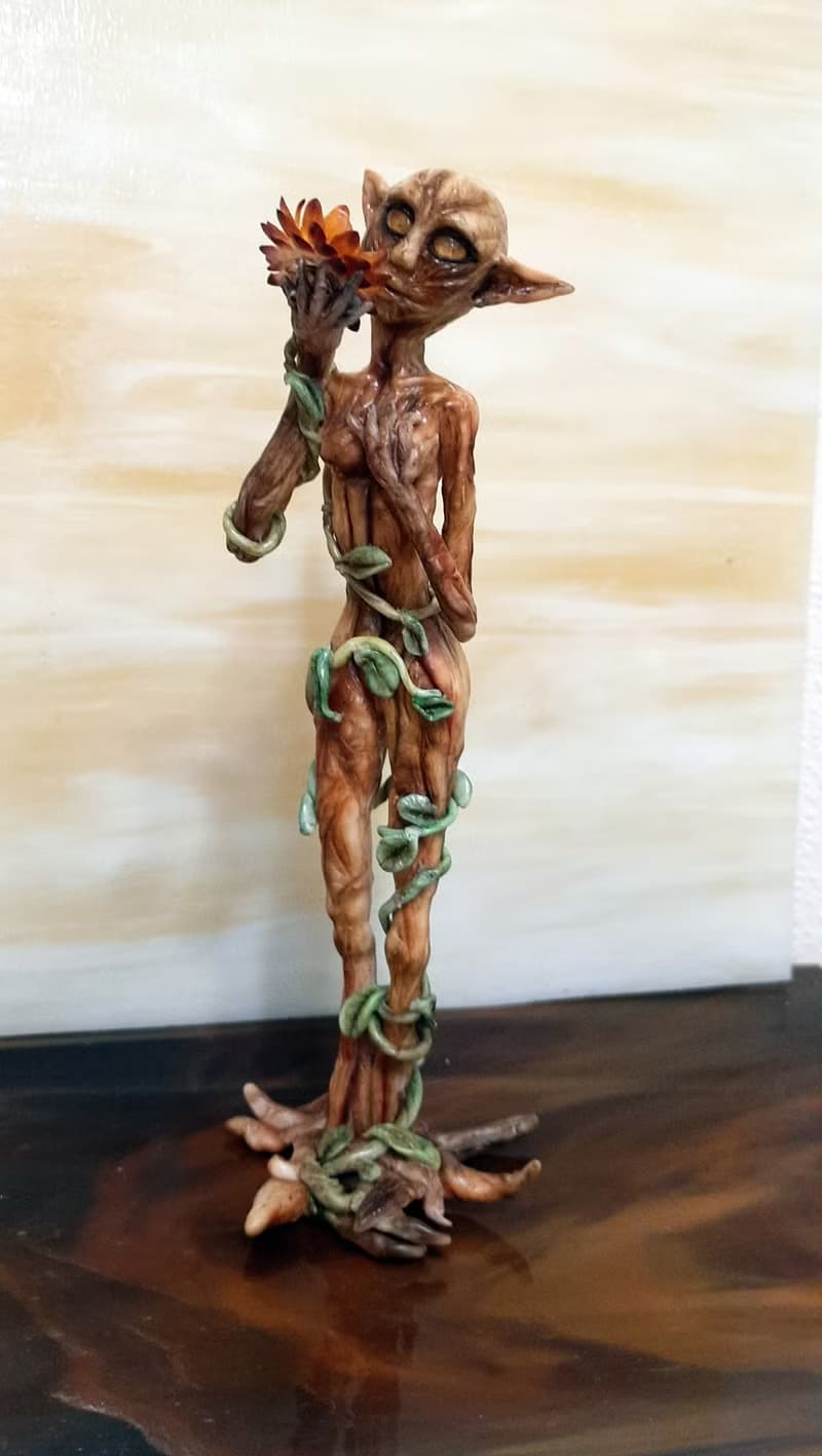 Elf art doll OOAK, Dryad Fairy sculpture, Fantasy art doll miniature