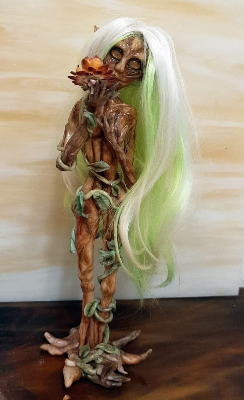 Elf art doll OOAK, Dryad Fairy sculpture, Fantasy art doll miniature