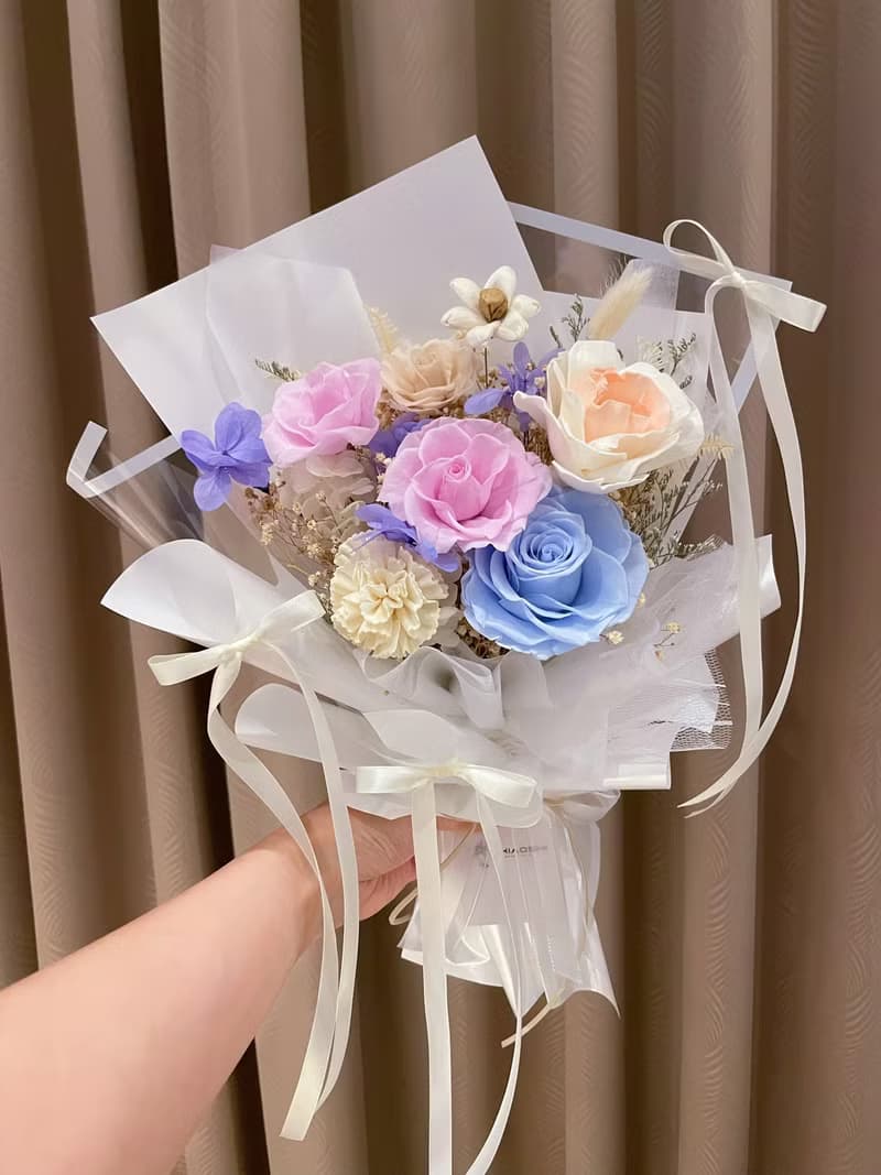 夢幻馬卡龍永生花束 情人節花束 母親節花束 畢業花束 七夕花束